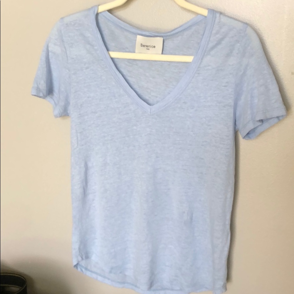 Berenice Paris Scoop Neck 100% Linen Tee